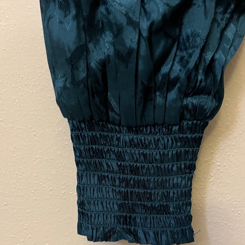 Chic Teal Balloon Sleeve Blouse - Picture 7 of 11